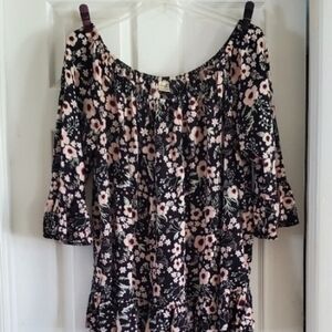 Terra & Sky Floral Black and Pink Top